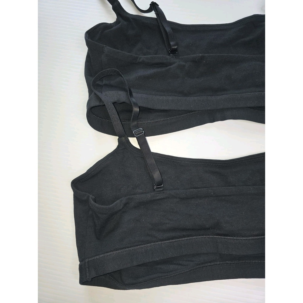 Quince Organic Cotton Bralette Set 2 XL Black Wireless Stretch Lounge Bras NWOT - Picture 2 of 6